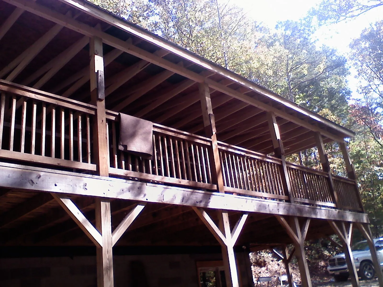 Timber framing under a new elevated porch and deck — Roof Leak Repair in Monessen by Roofing Brothers